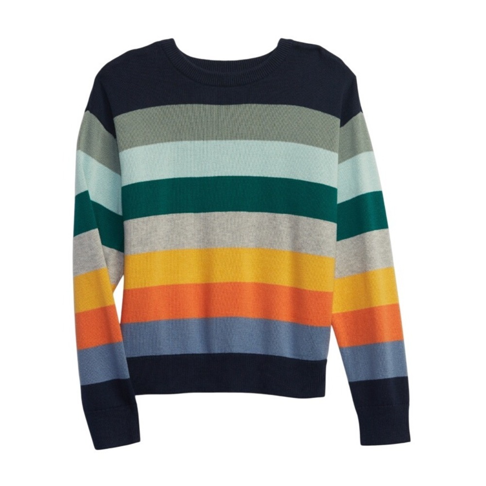 GAP Kids Striped Sweater Medium 8 Boys Girls Cotton Knit Colorblock Crewneck EUC